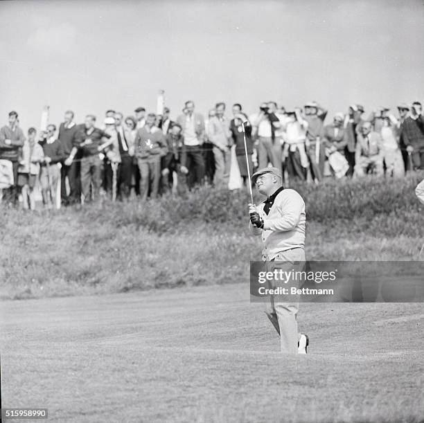 Lytham-St. Annes, England- Phil Rodgers of La Jolla, California follows the flight path of the ball after making a drive during the second round of...