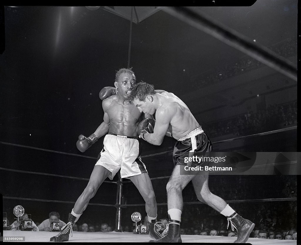 Sandy Saddler About to Swing Up with Punch