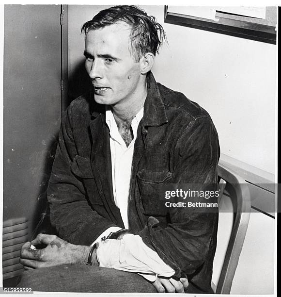 Birmingham, Alabama-Willie Richard Vinson of Anniston, AL, sits in police headquarters after he and five others were taken into custody April 10th,...