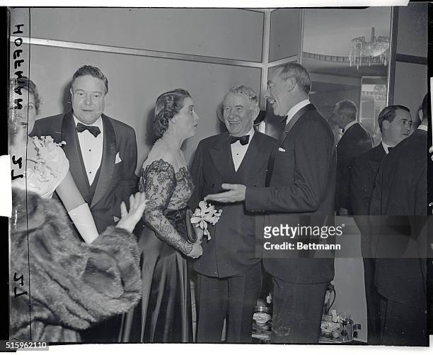 Democratic National Committee Dinner. Mrs. Alben Barkley registers keen surprise over what appears to be a bit of choice-information imparted by...