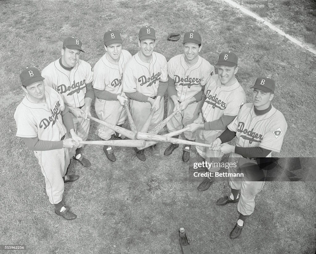 Dodger Outfielders Posing Together