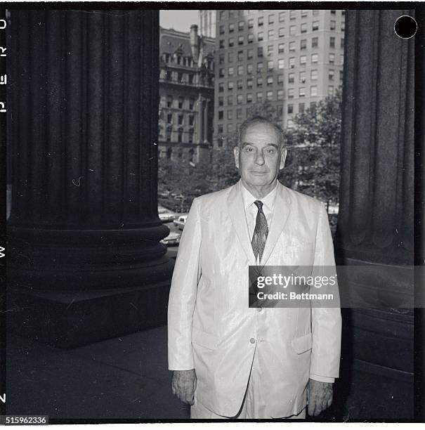 Robert Moses, , the Park Commissioner of New York is shown here outside City Hall.