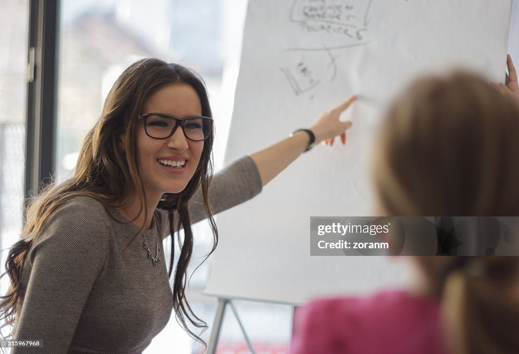 Happy buisnesswoman at meeting