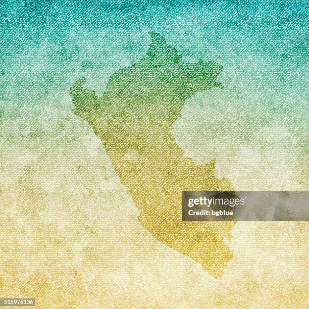 peru map on grunge canvas background - denim texture stock illustrations