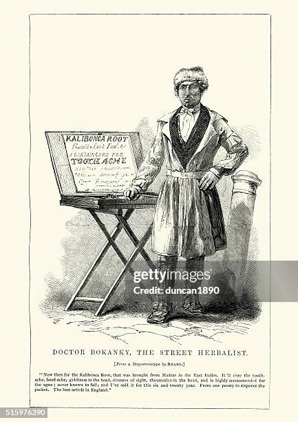 ilustraciones, imágenes clip art, dibujos animados e iconos de stock de victoriana londres médico bokanky, la calle herbolario - parpar