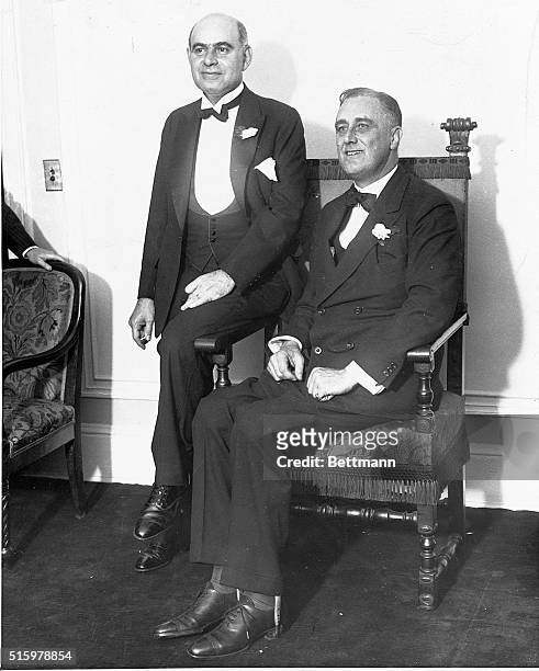 New York Governor Franklin Delano Roosevelt and Lieutenant Governor Herbert Lehman at the Democratic Party campaign headquarters.