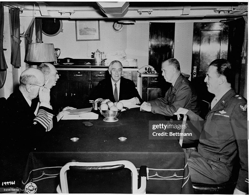President Roosevelt Meeting with Military Leaders