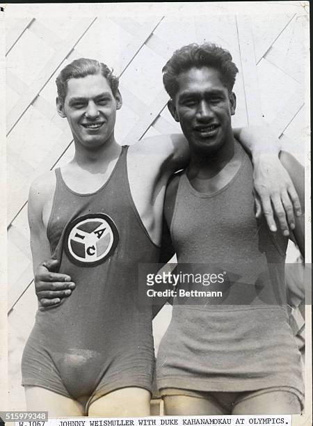 Johnny Weissmuller and Duke Kahanamoku at Olympics.