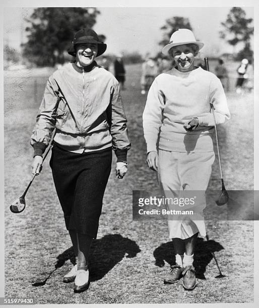 Pinehurst, North Carolina- Kansas Cty and Quaker City women in Pinehurst Tourney. Mrs. Opal S. Hill of Kansas City well-known women golfer, and Mrs....