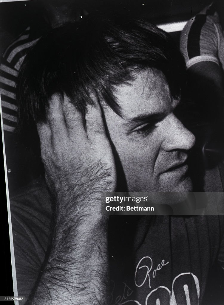 Pete Rose with Hand on Head in T-Shirt
