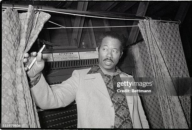San Francisco, California-Eldridge Cleaver emerges from a polling booth after voting for the first time in his life. Cleaver is a convicted former...