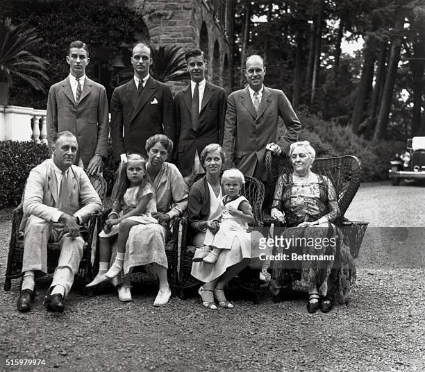 Hyde Park, NY- Here is the latest photograph of Governor Franklin D.Roosevelt,Democratic Presidential Candidate,with the members of his family at the...