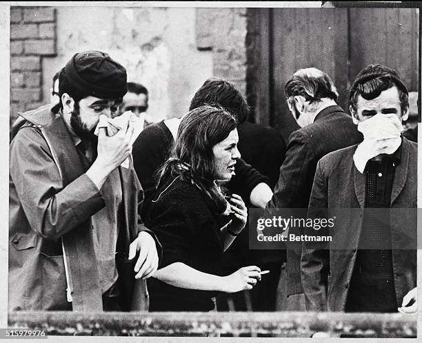 Bernadette Devlin, a member of Northern Ireland's Parliament, stands with Catholic rioters in the Bogside neighborhood of Londonderry, just after a...