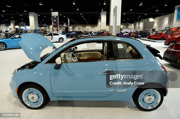 March 16: A Fiat 500C Lounge Cabrio on display at the Denver Auto Show at the Colorado Convention Center March 16, 2016. The Denver Auto Show, which...