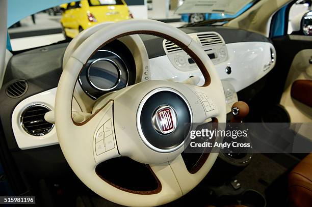 March 16: Interior of a Fiat 500C Lounge Cabrio on display at the Denver Auto Show at the Colorado Convention Center March 16, 2016. The Denver Auto...