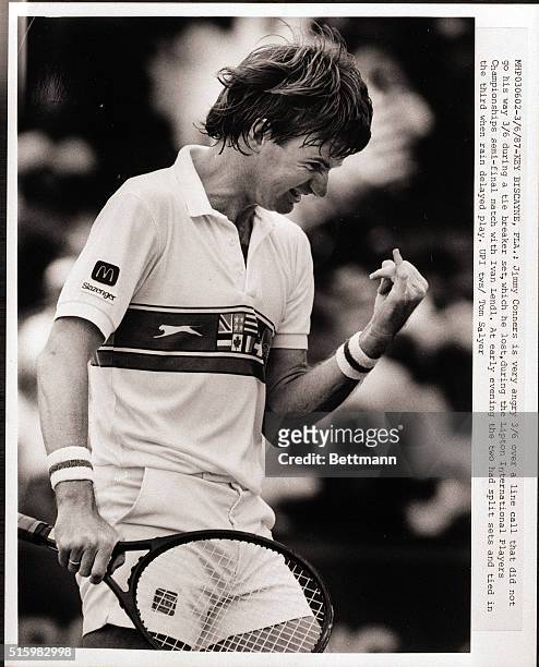 Key Biscayne, FL- Jimmy Connors is very angry over a line call that did not go his way 3/6 during a tie breaker set, which he lost, during the Lipton...