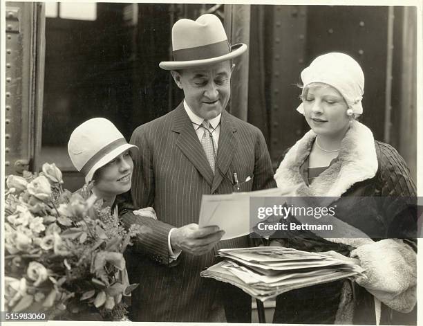 Hollywood, CA- Anita Loos, author of "Gentlemen Prefer Blondes," and John Emerson, famous playwright and her co-worker, arrive in the motion picture...