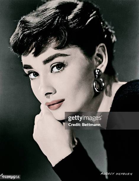 Colorized portrait of Audrey Hepburn.