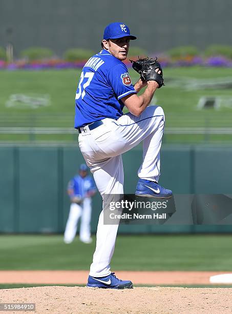 John Lannan of the Kansas City Royals delivers a pitch against the Chicago White Sox at Surprise Stadium on March 14, 2016 in Surprise, Arizona....