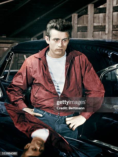 James Dean plays Jim Stark in the motion picture Rebel Without a Cause.