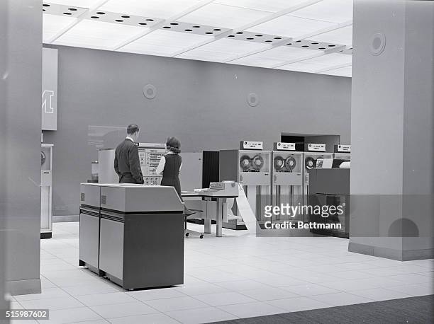 Computers and attendants. Undated photograph.