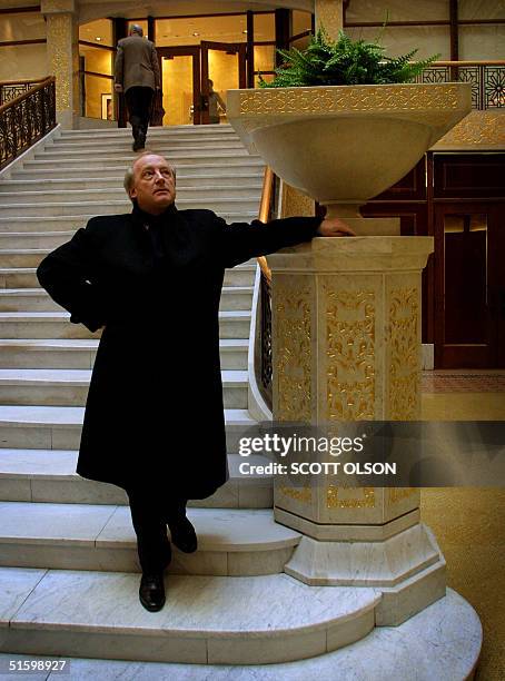 Hubert Vedrine, foreign Minister of France, admires the design of the famous Rookery building in Chicago's loop. Vedrine was given an architectural...