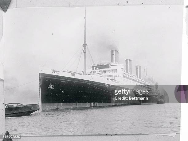 Ship handed over white star line. Sometime during next week the largest and speediaest passenger ship of the world built by the Hamburg form Blohm...
