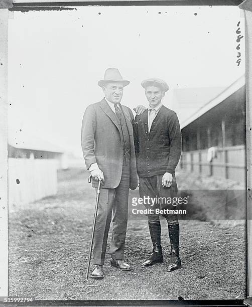 "Morvich" Easily Wins Kentucky Derby. Benjamin Block, owner of "Morvich," winner of the Kentucky Derby, with Jockey Johnson, who piloted the famous...