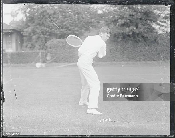 Following negatives were especially posed for International News Service by Maurice McLaughlin, national tennis champion and star of the American...