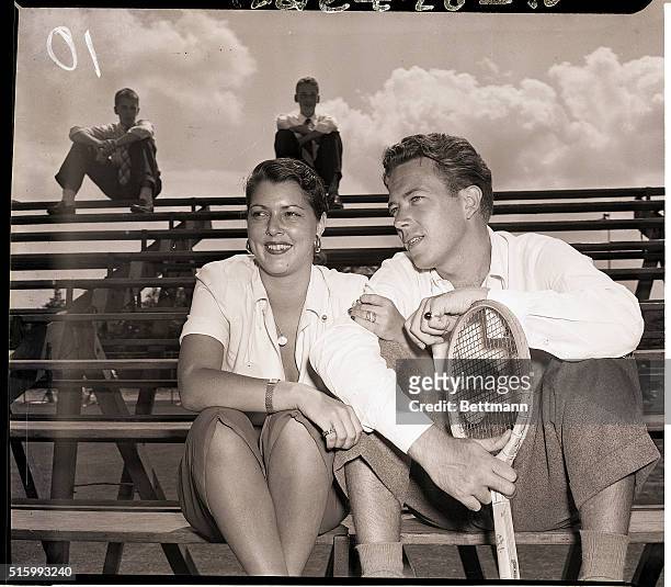 Philadelphia, PA-: Diana Barrymore, who only recently won a divorce from British actor Bramwell Fletcher, is pictured here with John Howard,...