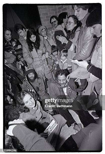 Doylestown, PA- Protesters, including Abbie Hoffman sit-in at the Bucks County Courthouse in Doylestown, Pennsylvania. They are opposed to the...