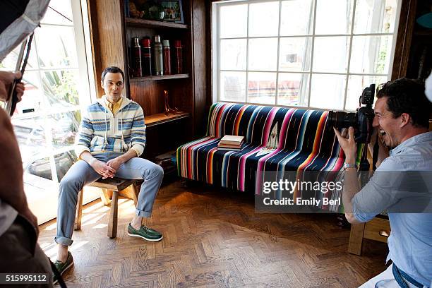 Jim Parsons is photographed behind the scenes of the The Hollywood Reporter Comedy Actor Emmy Roundtable at the Bungalow at the Fairmont Hotel for...