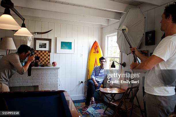 Adam Scott is photographed behind the scenes of the The Hollywood Reporter Comedy Actor Emmy Roundtable at the Bungalow at the Fairmont Hotel for The...