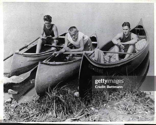 Left to right: Billy Hayden, Dr. Charles Steinmetz and Joe Hayden, on one of their many canoe jaunts together. Dr. Steinmetz, loving a family and...