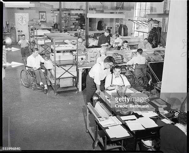 West Hempstead, Long Island, New York- This is a view of one room of Abilities' plant, which is divided by a wide aisle to permit the free passage of...