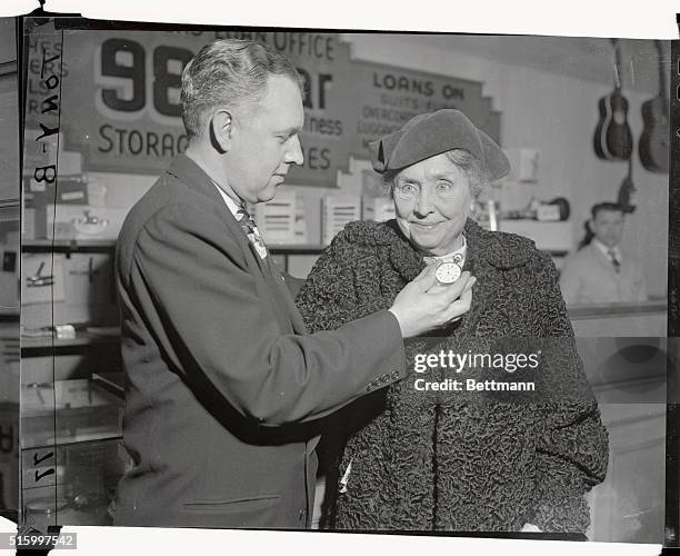 Helen Keller reclaimed the watch she lost in a taxicab January 17, 1952. The watch was given to her by John Hitz, the secretary of Alexander Graham...