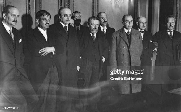 DR. BRUNING, GERMAN CHANCELLOR, AND DR. CURTIUS, GERMAN FOREIGN SECRETARY, LOSE NO TIME IN MEETING FRENCH OFFICIALS FOR PRELIMINARY TALKS. THEY ARE...