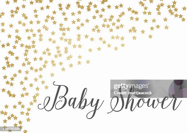 illustrazioni stock, clip art, cartoni animati e icone di tendenza di sfondo glitter oro bambino doccia - baby invitation shower
