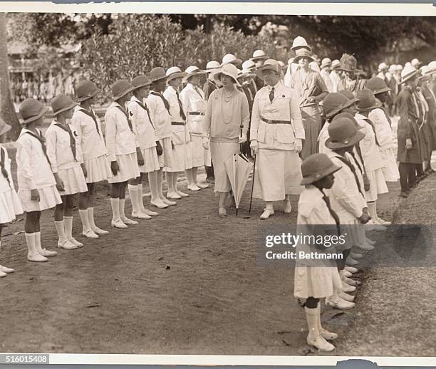 West Indies: Photo shows Duchess of York Inspecting - At Jamaica, W. I.: First Photos Of Duchess Of York In Jamaica! This is one of the first photos...