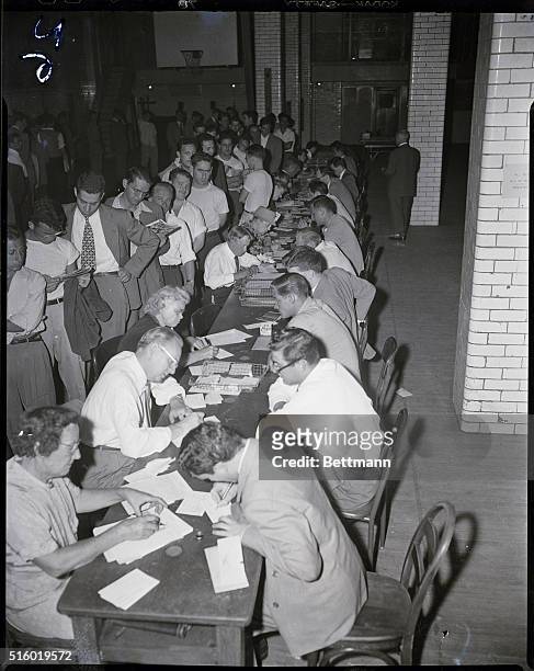 New York, NY: Long line of registrants for the draft as they lined 10th Avenue and around the the corner down 59th Street as early as 7:30 this...
