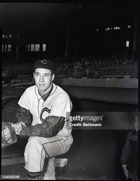 Bob Feller, pitcher with the Cleveland Indians.