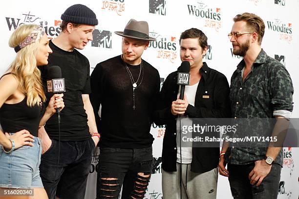 Musicians Magnus "Magnum" Larsson , Mark "Lovestick" Falgren, Lukas Graham Forchhammer and Kasper Daugaard of Lukas Graham attend the 2016 MTV...
