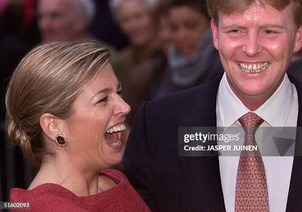 Photograph of 30 March 2000, of Argentinian citizen Maxima Zorreguieta, accompanied by her fiance, the hereditary Prince of Holland, Alexander of...