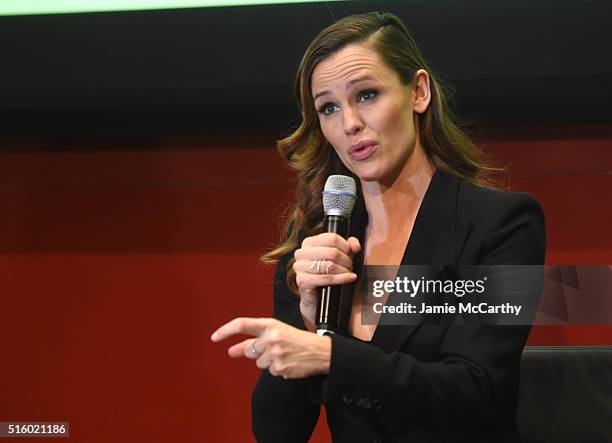 Actress Jennifer Garner speaks at The MOMS "Miracles From Heaven" Mamarazzi Screening at Hearst Tower on March 16, 2016 in New York City.