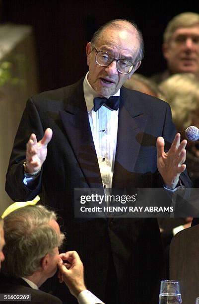 Federal Reserve Chairman Alan Greenspan answers a question after his speech to the Economic Club of New York 24 May, 2001. Greenspan earlier 24 May...