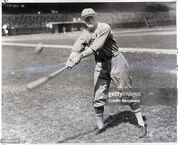 Rogers Hornsby, manager and second baseman of the St. Louis Cardinals, at batting practice.