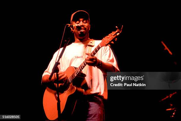 American musician Darius Rucker, of the band Hootie and the Blowfish, performs onstage at the World Music Theater, Tinley Park, Illinois, August 3,...