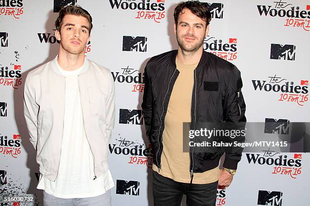 Musicians Andrew Taggart and Alex Pall of The Chainsmokers attend the 2016 MTV Woodies/10 For 16 on March 16, 2016 in Austin, Texas.