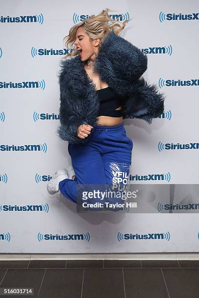 Bebe Rexha visits the SiriusXM Studio on March 16, 2016 in New York City.