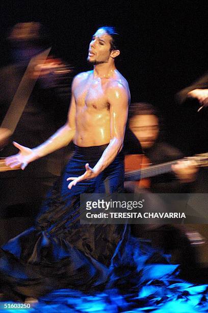 Spanish dancer Joaquin Cortes presents his show "Live" 09 June at the National Theater in San Jose. Cortes is on a tour of Mexico and Central...